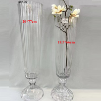 Vase en verre transparent rayé pour décoration de mariage, grand vase à fleurs, petit vase décoratif, ornements de table, Luminaire de célébration