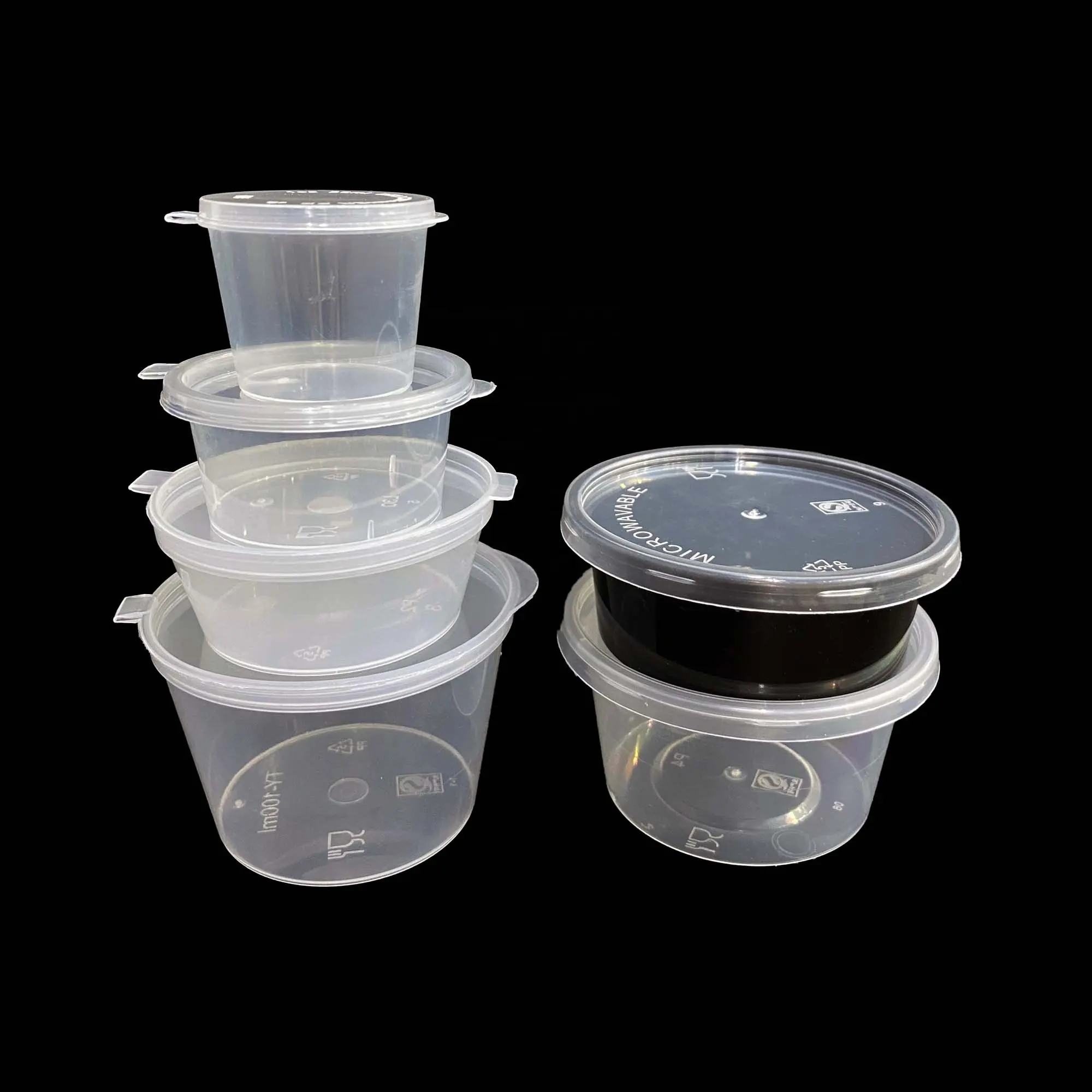 2OZ Small Transparent Disposable Plastic Seasoning/Sauce Cup With Hinged Lid
