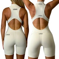 2024 été personnalisé Gym Fitness ensemble une pièce Yoga porter avant fermeture éclair vêtements de sport une pièce femmes grande taille combinaison et barboteuses