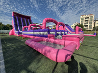 Plus grand parcours d'obstacles gonflable en bâche PVC de 5 km, grand toboggan aquatique interactif pour adultes
