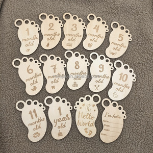 Disques en bois pour les étapes mensuelles de bébé, de 1 à 12 mois, pour l'<span class=keywords><strong>annonce</strong></span> de la naissance, cadeaux de <span class=keywords><strong>grossesse</strong></span> et de baby shower - Product Image 4