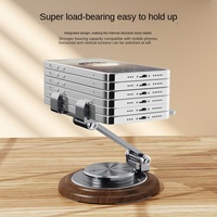 Support métallique rotatif à 360 degrés, pliable, en bois massif épais, multi-compatible pour téléphone portable et tablette, universel pour bureau