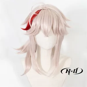 วิกผมคอสเพลย์ ND Kaedehara <span class=keywords><strong>Kazuha</strong></span> จากเกม Genshin Impact  แบบตาข่ายสีชมพู  ความหนาแน่น 130% ใยสังเคราะห์ทนความร้อนสูง ผลิตด้วยเครื่องจักร - Product Image 2