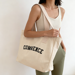 Milieuvriendelijke fabrieksgemaakte opvouwbare shopper tas van dikke stof, blanco katoenen canvas, grote custom tote shopping tas - Product Image 3