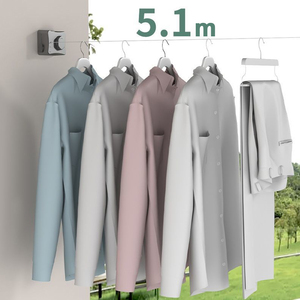 SANIPRO Étendoir <span class=keywords><strong>à</strong></span> <span class=keywords><strong>Linge</strong></span> <span class=keywords><strong>Rétractable</strong></span> <span class=keywords><strong>Mural</strong></span> Invisible Ajustable Anti-Affaissement pour Séchage et Rangement - Product Image 4