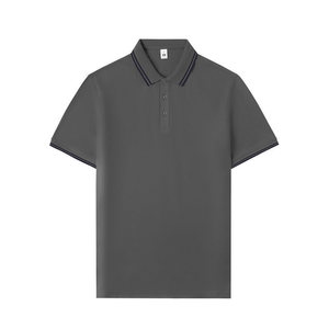 Polo Shirt Solid Color Cotton Contrast Trim Short Sleeve Daily Wear - Product Image 1