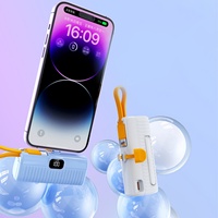 Mini Power Bank portable porte-clés 5000 mAh, station d'alimentation ultra-fine avec câble intégré, charge rapide, écran LED, 65W, compatible iPhone et Android