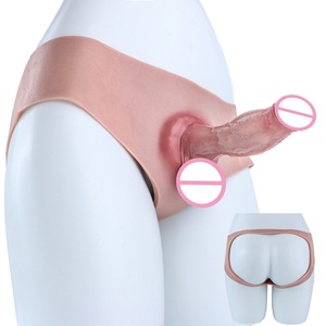 Hollow-out Buttock Wearable <b>Dildo</b> Pants Silicone Triangle Penis Extender Pants Couple Pegging Transgender Cross Dressing Sex Toy - Product Image 1