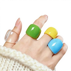 แหวนแฟชั่นงานแฮนด์เมด FAIZA CRAFT สีชมพูขาวลายหินอ่อนเรซิ่นอีพ็อกซี่ วงกว้าง ดีไซน์โดดเด่น ขัดเงา เครื่องประดับแฟชั่นสำหรับทุกเพศ  ธีมเทวดา เหมาะสำหรับงานปาร์ตี้ - Product Image 1