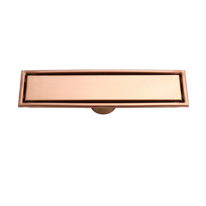 Rejilla de drenaje lineal moderna de acero inoxidable color oro rosa para azulejos, con filtro antiolores, duradera, para ducha de baño - Product Image 1
