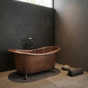 <b>Bathtub</b> Rectangular Soaking Tub Metal Bath Barrel Luxury <b>Portable</b> for Home Hotel Freestanding Copper Clawfoot - Product Image 4