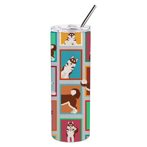 Vaso Delgado de Acero Inoxidable con Diseño de Husky Siberiano Rojo - Product Image 1