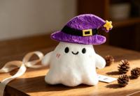 Peluche fantôme OEM ODM, jouet en peluche doux et mignon avec chapeau de sorcier pour Halloween, idéal pour les cadeaux d'enfants et les fêtes, personnalisable