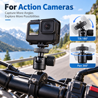 Adaptateur mini rotule en alliage d'aluminium CNC avec vis en acier inoxydable 1/4"-20 pour moniteur d'appareil photo, caméra d'action, support de trépied