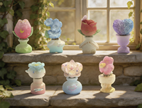 Figurine en résine à thème floral, mignonne et de style dessin animé, boîte mystère avec emballage d'origine, décoration florale colorée pour bureau, cadeau de collection