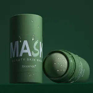 Green tea cleansing mask purifying clay stick face mud cleaning peel off facial sheet private label organic blackhead cream