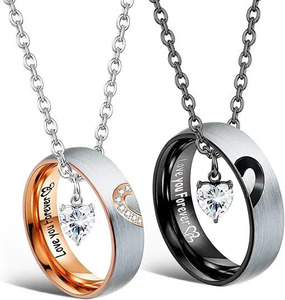 Collares de Proyección para Parejas, Anillos de Promesa a Juego para Mujer y Hombre, Collar de Acero Inoxidable, Regalo para el Día de San Valentín - Product Image 2