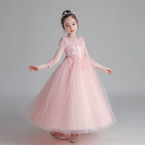 Robe de fête pour grandes filles, tendance 2022, entièrement en coton, dentelle, manches longues, magnifique robe de princesse florale - Product Image 3