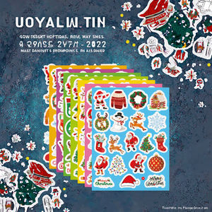 Pegatinas Adhesivas de Vinilo Impermeables de Invierno con Dibujos Animados, Decoraciones para Ventanas con Forma Hexagonal, Etiquetas de Embalaje de Árbol de Navidad de Papá Noel - Product Image 3