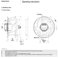 Ventilateur à prise avec moteur EC R3G630-FB32-03 400V K3G630-FB32-03/F01 400RPM, ventilateurs à prise EC pour unité de traitement d'air (UTA), ventilateur centrifuge de refroidissement