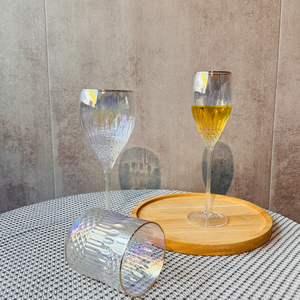 Flûtes à <span class=keywords><strong>champagne</strong></span> en cristal irisé de luxe Raymond Wholesale, bord doré, verre taillé, pour mariage, fête, hôtel, banquet - Product Image 3