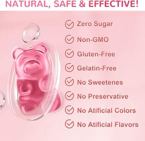 Gommes de collagène à la biotine hydrolysée sans sucre avec mousse de mer Vitamine C Zinc pour cheveux, peau, ongles, muscles et articulations - Product Image 5