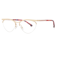 Monture de lunettes semi-cerclée œil-de-chat en métal pour femme, verres en forme de diamant, lunettes optiques tendance pour femme, logo personnalisé, vente en gros