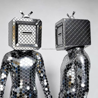 Costume de robot miroir personnalisé avec écran TV intégré, combinaison miroir pour spectacle de boîte de nuit, performance scénique, danse, cosplay pour événements et spectacles