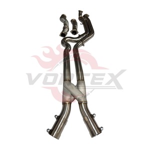 Combo Vortex S58 pour G80 M3 G82 M4, Downpipe en acier inoxydable poli miroir, bouclier thermique, X-Pipe résonné double - Product Image 6