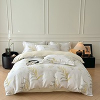 Produsen Grosir Eropa Amerika Set Sprei Empat Potong Motif Bunga Tanaman Cetak, Menyerap Kelembapan, Bernapas
