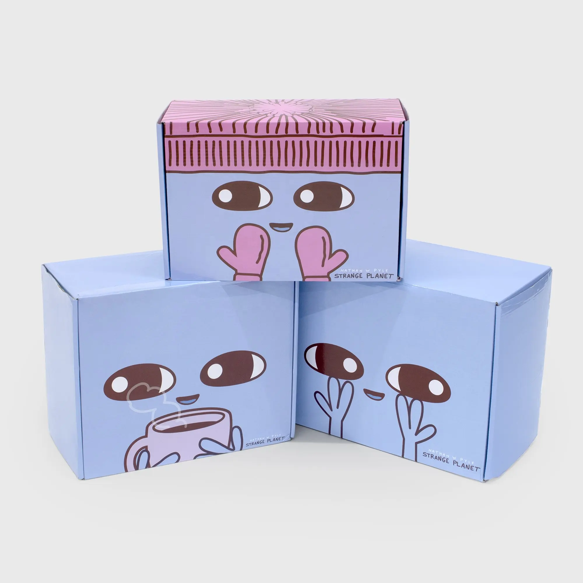 Cajas de embalaje de papel ecológico de diseño personalizado, color azul y morado, embalaje de regalo