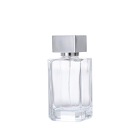 Flacon de parfum carré en verre épais de 100 ml de qualité supérieure, atomiseur de parfum vide en gros, pompe pulvérisatrice électroplaquée or, sérigraphie