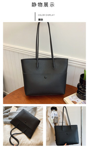 กระเป๋าถือหนัง PU แบบเรียบง่ายสำหรับผู้หญิง  ขนาดใหญ่ จุของได้เยอะ สไตล์นักศึกษา  พร้อมซิป - Product Image 5