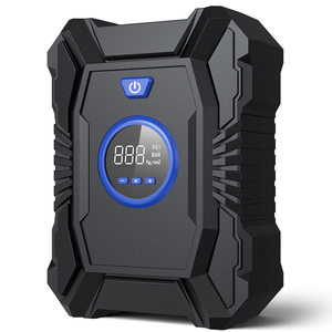 100 PSI 12V lumière LED affichage numérique <span class=keywords><strong>gonfleur</strong></span> de pneu rapide Long cordon d'alimentation trois buses mandrin à air à verrouillage par levier en plastique bleu - Product Image 1