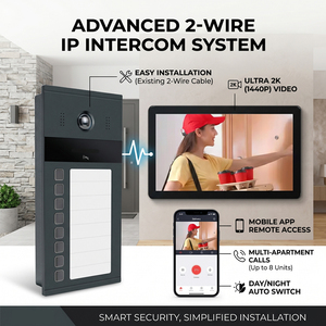 Vidéophone intelligent Hiwink IP65 en acier, 2 fils, contrôle à distance via l'application Tuya, écran tactile étanche, 4 extérieurs 8 intérieurs - Product Image 2