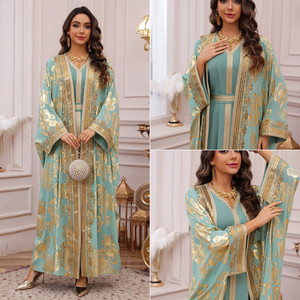 AB473 Abaya di Lusso Personalizzata, <span class=keywords><strong>Abbigliamento</strong></span> Islamico Turco, Set Abaya a 2 Pezzi per Donne, Cardigan Abaya, Vestito Musulmano Femminile - Product Image 2