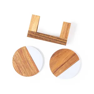 Acacia <b>Marble</b> <b>Coaster</b> Set custom merchandising - Product Image 2