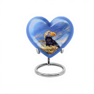 Meilleures ventes Belle urne funéraire coeur oiseau macareux pour cendres humaines adultes Urne décorative petit souvenir coeur avec sac gratuit - Product Image 1