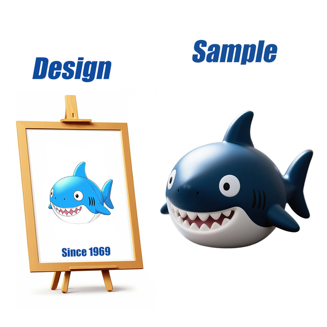 Shengye Factory Custom Make Your Blue Color Shark PVC Plastic Vinyl Material Mini Action Figure 3D Print New Toy Promotional