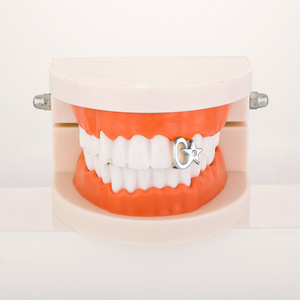 Véritable plaqué or étoile à cinq branches à <span class=keywords><strong>dent</strong></span> unique accolades vides diamant super flash sans décoloration haut de gamme personnalisé <span class=keywords><strong>dent</strong></span> <span class=keywords><strong>en</strong></span> or - Product Image 6