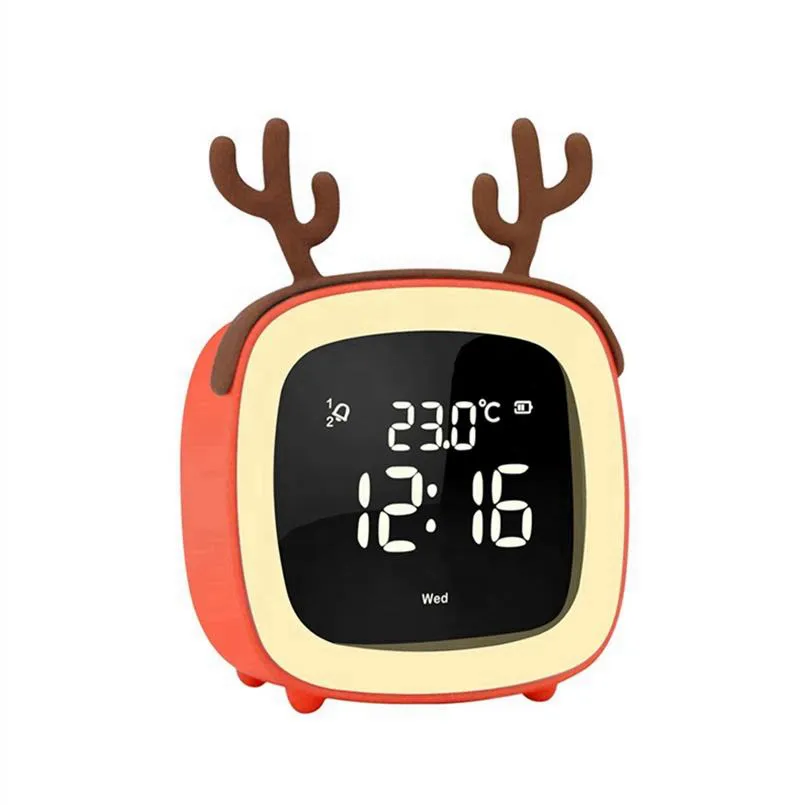 Smart Home Decor Gadgets cartoon Alarm clock sleep training night light LED calendar and temperature digital alarm clock