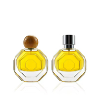 Flacon de parfum en verre vide 50 ml, transparent, imprimé, forme unique, élégant, avec pompe pulvérisatrice et couvercle – Échantillon gratuit pour la vente en gros