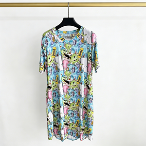 Camicia da <span class=keywords><strong>Notte</strong></span> in Bambù per Mamma, Manica Corta, Scollo a V, Vestito da <span class=keywords><strong>Notte</strong></span> Ampio con Stampa, Personalizzabile ODM OEM, Pigiameria Floreale con Stampa Cartoon per Mamma - Product Image 6