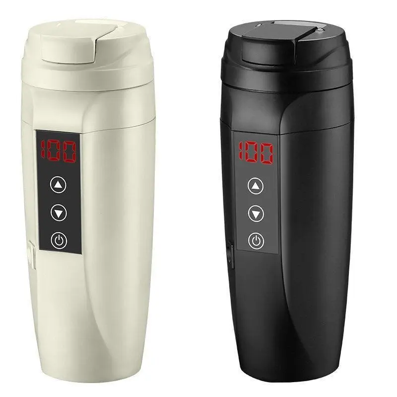 Tasse chauffante intelligente intelligente en acier inoxydable 12V 24V 304 avec logo personnalisé équipée d'une prise d'éclairage de cigarette de voiture