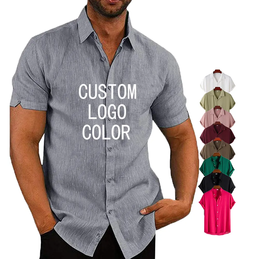 थोक Camisas Hombre कस्टम लोगो पॉलिएस्टर त्वरित सूखी Mens शर्ट गर्मियों लघु बांह की शर्ट के लिए आदमी आकस्मिक