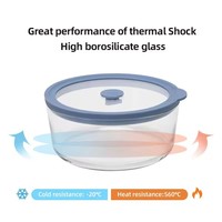 Récipients de stockage d'aliments en verre à haute teneur en borosilicate avec couvercle en verre Récipient hermétique de cuisine Boîte de stockage de conservation fraîche