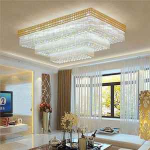 Luces de techo rectangulares LED montadas en superficie iluminación de araña de techo de cristal para sala de estar - Product Image 6