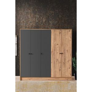 Armario Moderno de Madera de Pino Atlántico de 5 Puertas con 11 Estantes, Amplio Almacenamiento, Organizador de Armario para Dormitorio, para Ropa - Product Image 5
