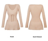 Robe en tricot personnalisée ODM/OEM pour femme, coupe trapèze, taille élastique, amincissante, mini-jupe fourreau, avec lacets, idéale pour l'été