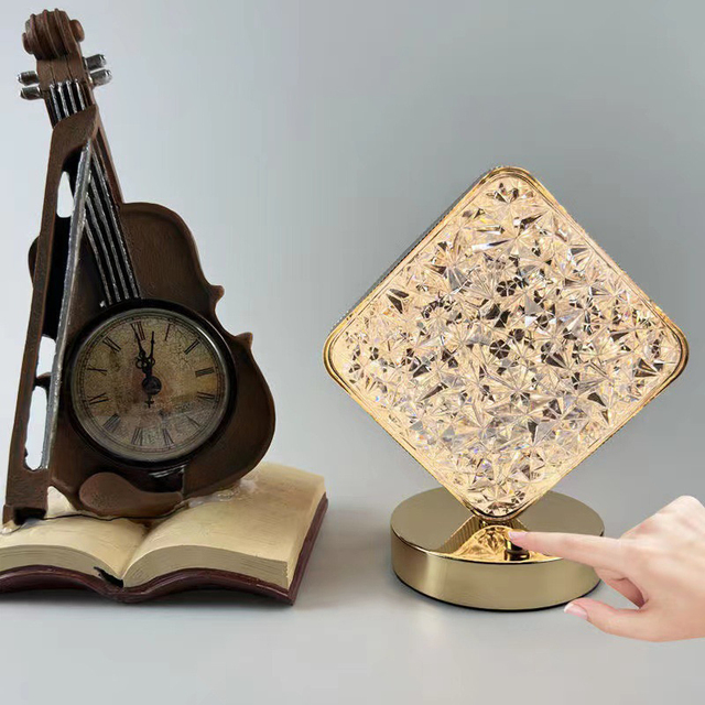 Modern Acrylic LED Square Table Lamp Star Moon Night Light Warm White Battery Rechargeable Cordless Home Restaurant Remote